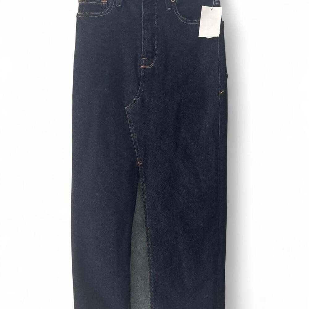 Good American Denim Midi Skirt Dark Wash 0/25 NWT